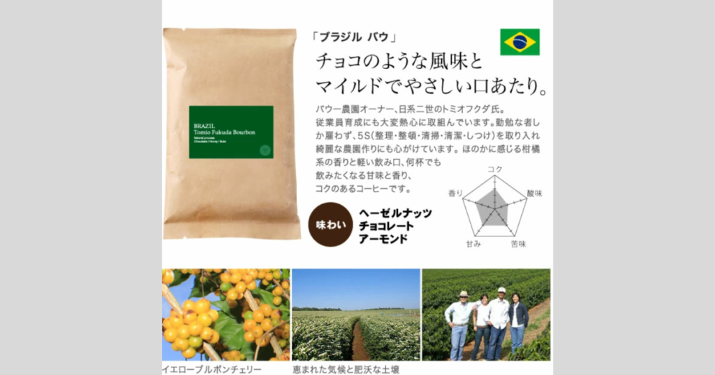 ブラジルバウの珈琲豆の説明